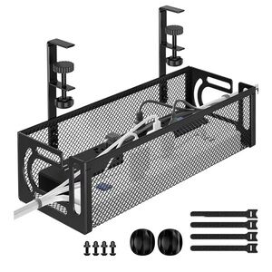 Under desk Black Metal Cable Organizer Tray
